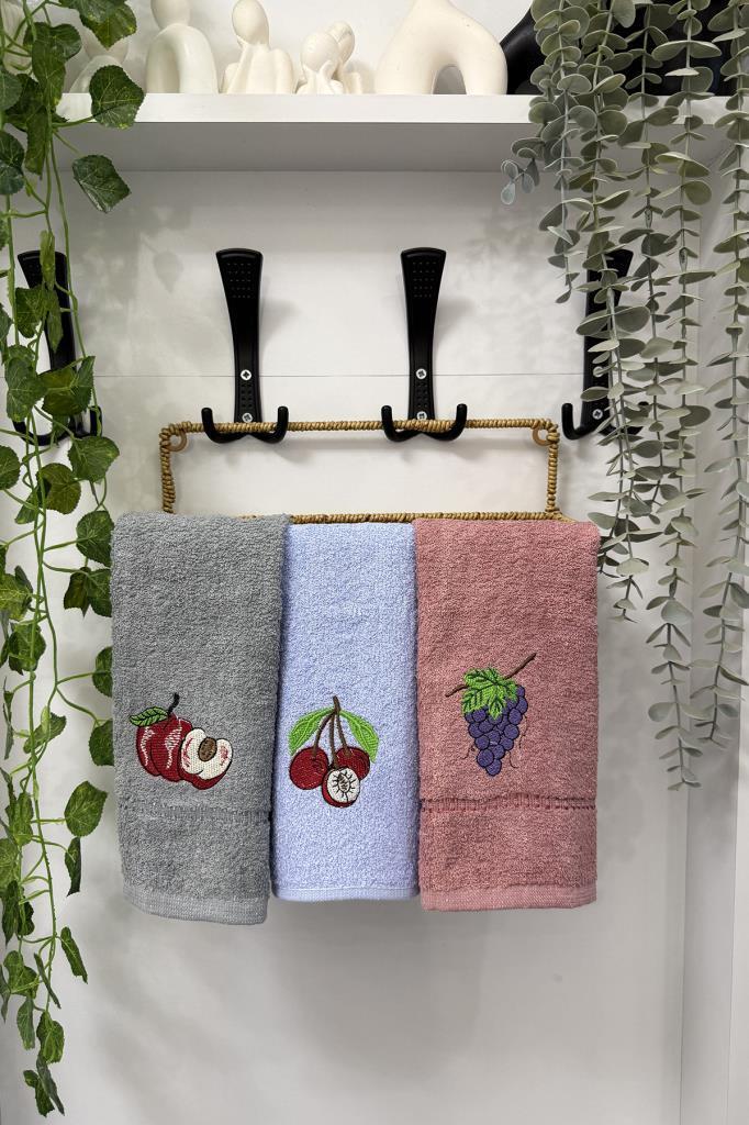 Lezzem Nakışlı 3lü Mutfak Havlu Takımı 30x50 Cm