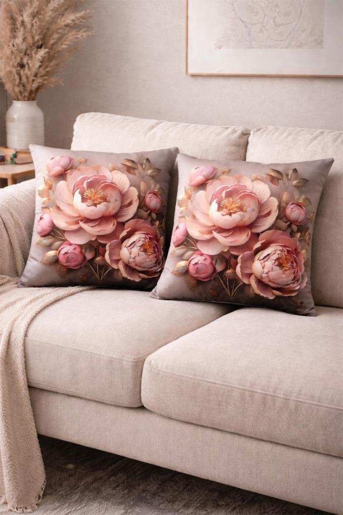 Rose Baskılı 2li Kırlent Kılıfı 40x40 cm