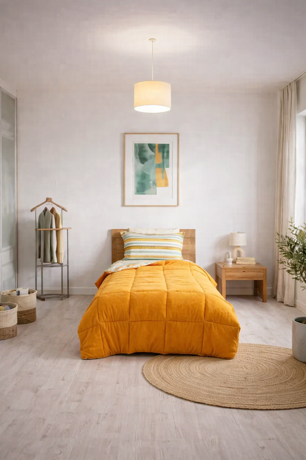 Sherpa Peluş Tek Kişilik Lastikli Çarşaflı Comforter Set Turuncu