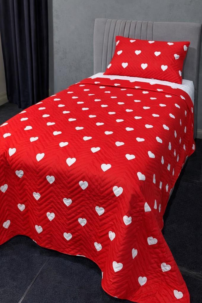 Ultrasonik Kapitoneli Leman Tek Kişilik Pike Takımı 160x235 cm Kırmızı