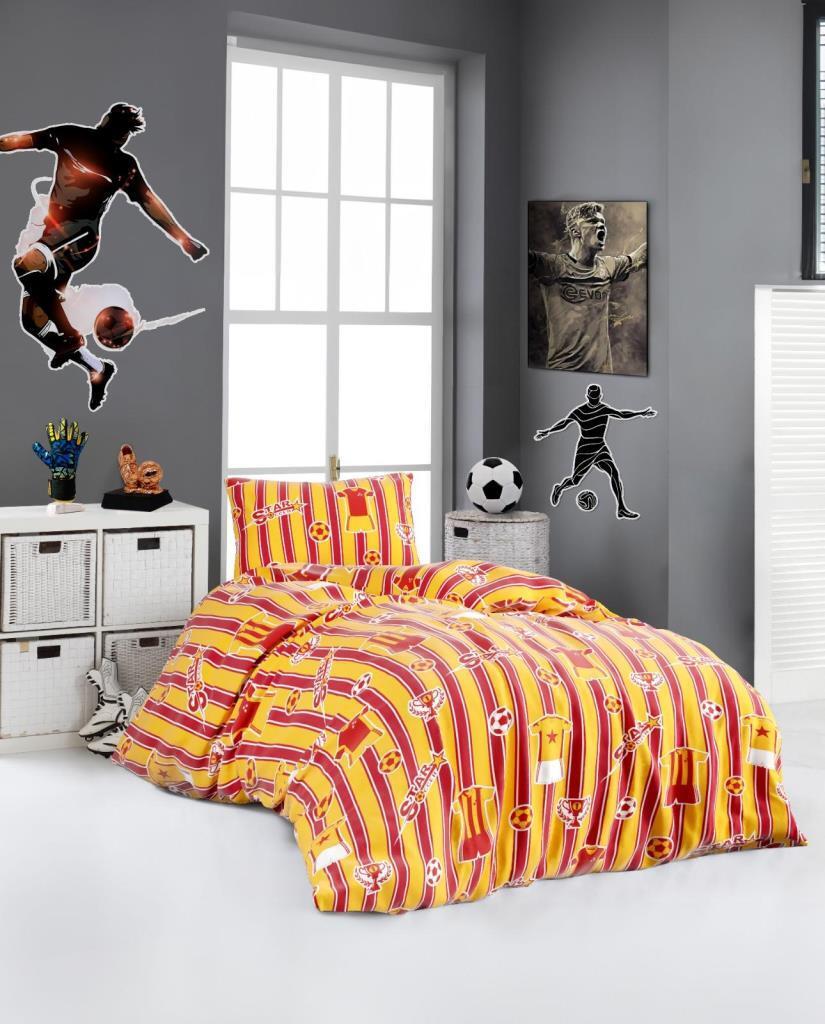 Ultrasonik Kapitoneli Star Tek Kişilik Pike Takımı 160x235 cm Sarı Kırmızı