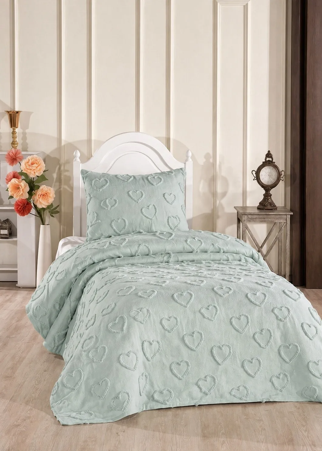 Çeyiz Diyarı Pure Love 2 Parça Tek Kişilik Pike Takımı – Adaçayı
