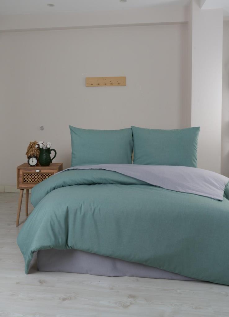 Silente Çift Kişilik Nevresim Takımı Mint - Gri