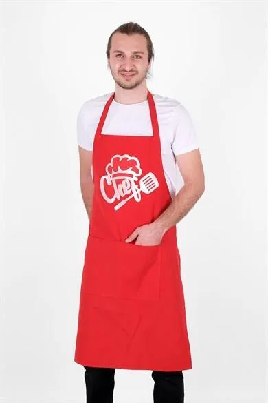 Şef Lüks Mutfak Önlüğü – Kırmızı
