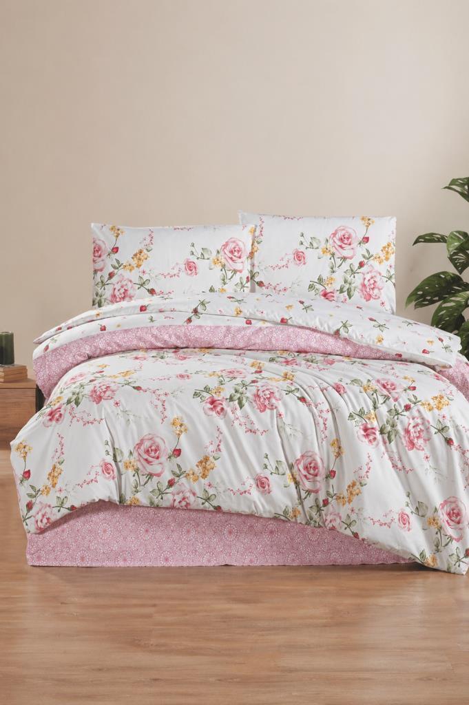 Rose Çift Kişilik Nevresim Takımı Pembe