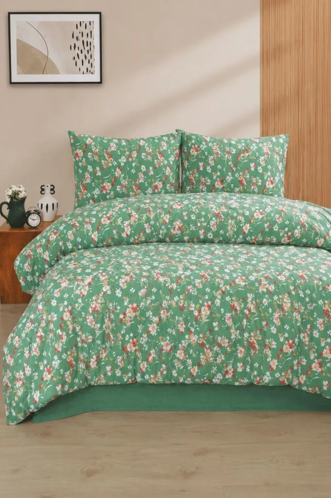 Floral Nevresim Takımı Yeşil – Çift kişilik