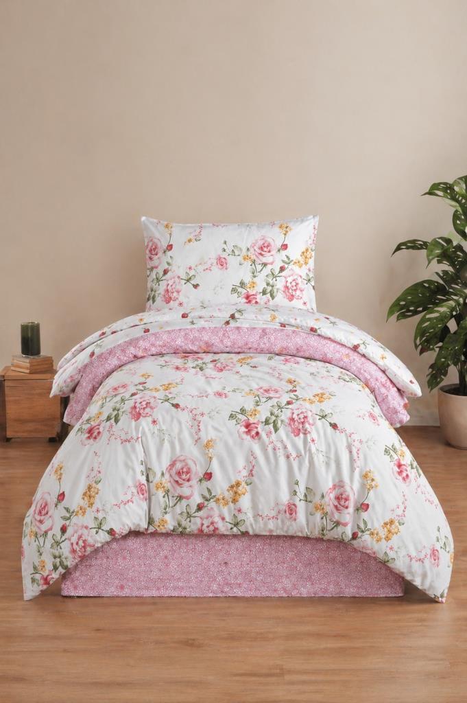 Rose Tek Kişilik Nevresim Takımı Pembe