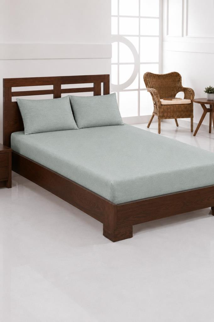 Penye Çift Kişilik 180x200 cm Lastikli Çarşaf Çağla Yeşili