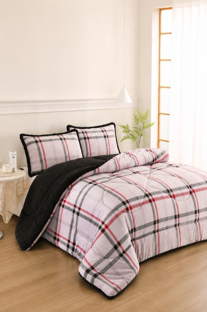 Spring Desenli Peluş Çift Kişilik Comforter Set