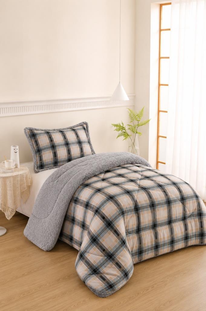 Karmen Desenli Peluş Tek Kişilik Comforter Set