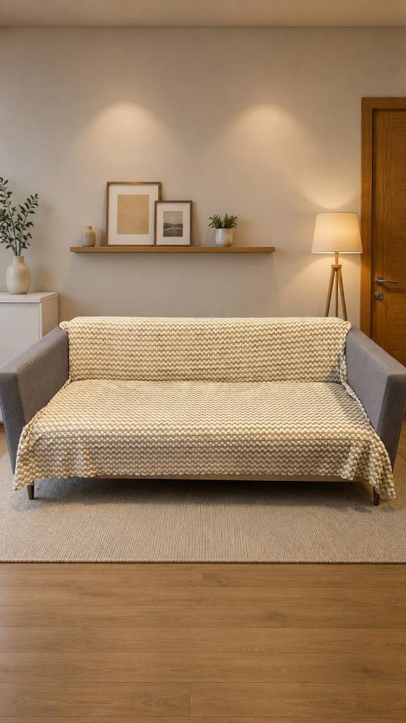 Kaymaz Tabanlı Koltuk Örtüsü 170x215 Cm Bej