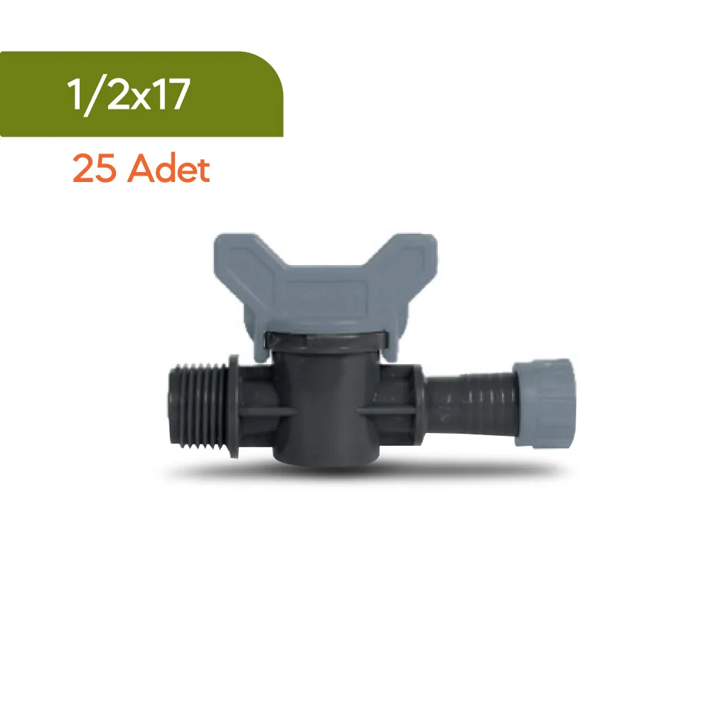 Akplas - Tarım Sulama Sistemleri-Mini Vana-Kurtağzı-Dış Dişli-Yüzüklü 1/2*17 - 25 Adet