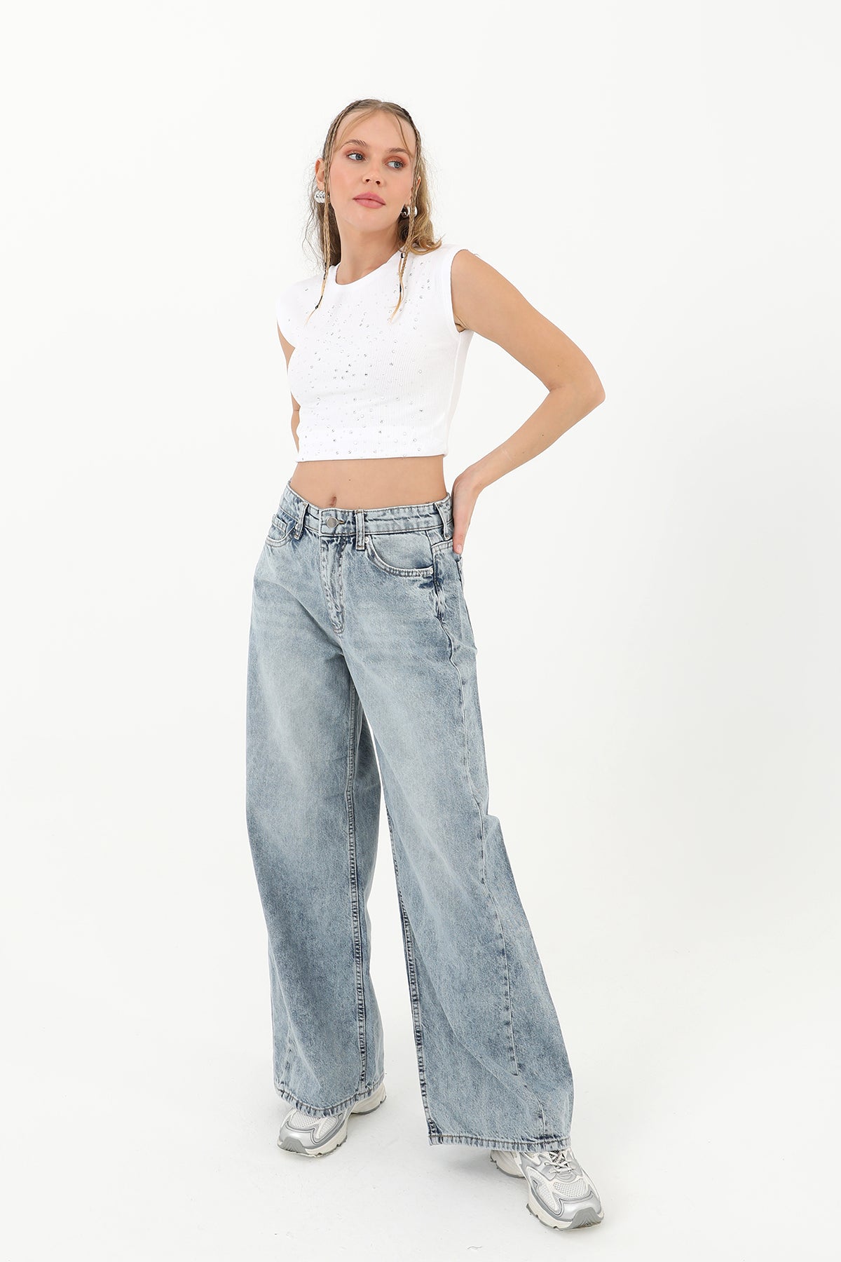 Kadın Dikiş Detaylı Denim Pantolon - 31882PNT - LIGHT BLUE