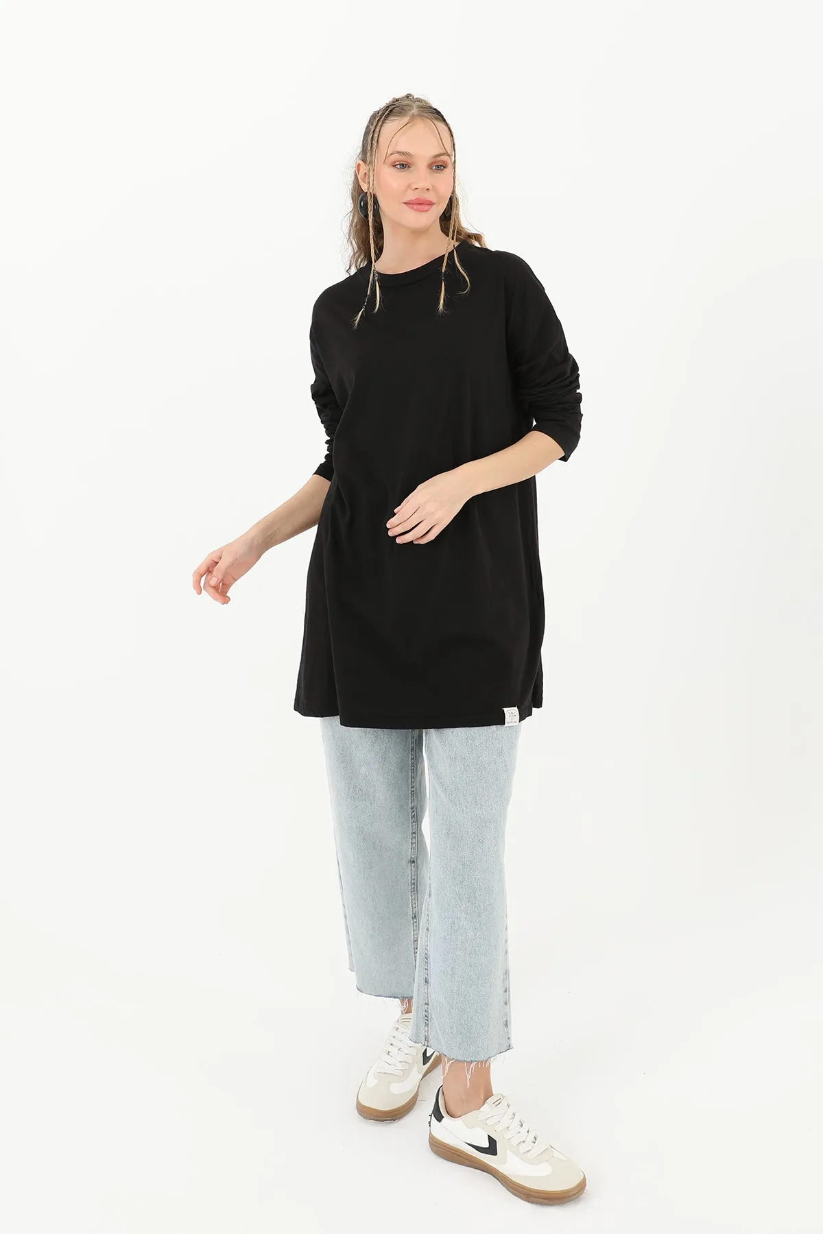 Kadın Basic Tunik - 30726TUN - BLACK – Siyah, LXL-SM
