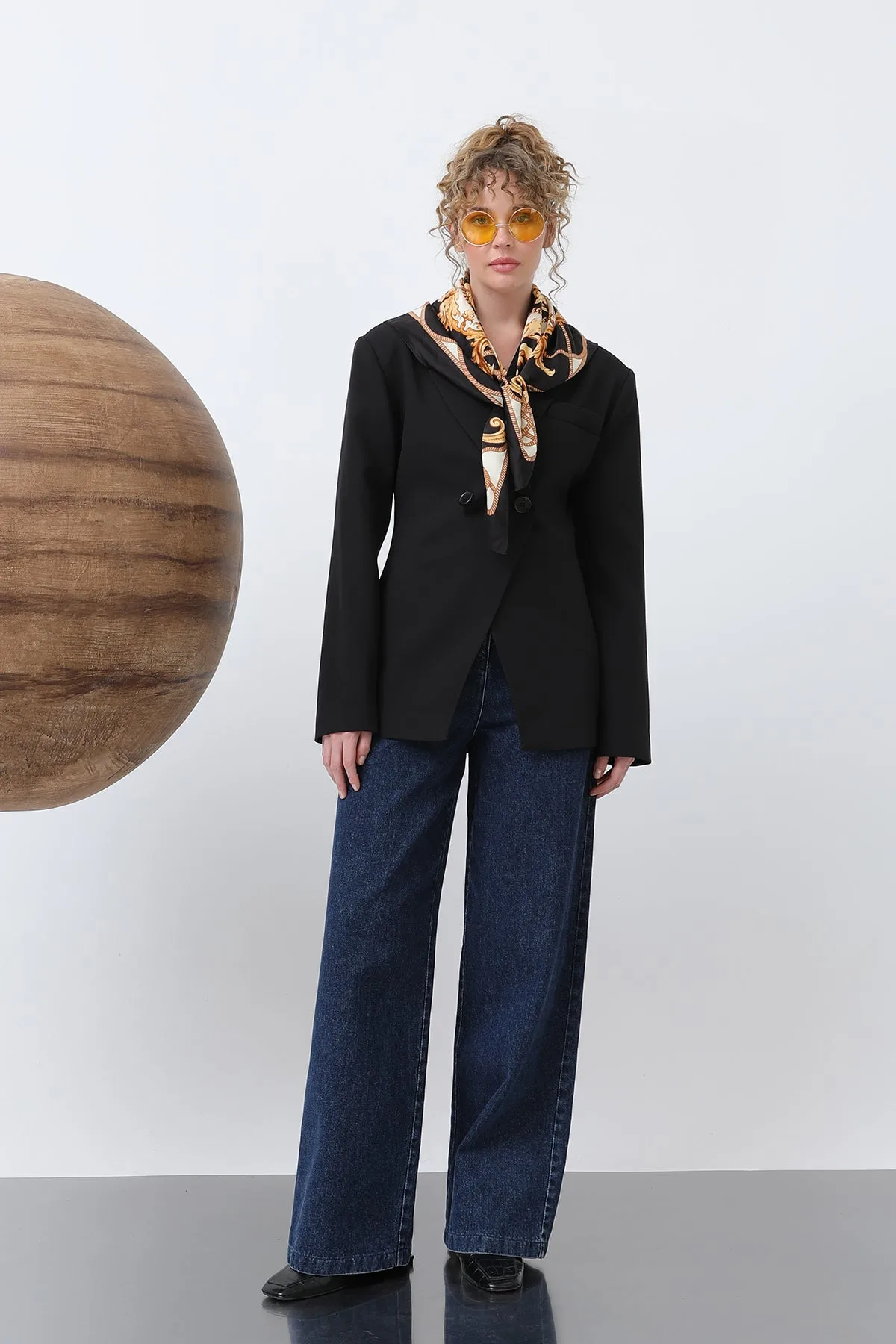 Kadın Önden Düğmeli Blazer Ceket -32245CKT - BLACK – Siyah, S-L