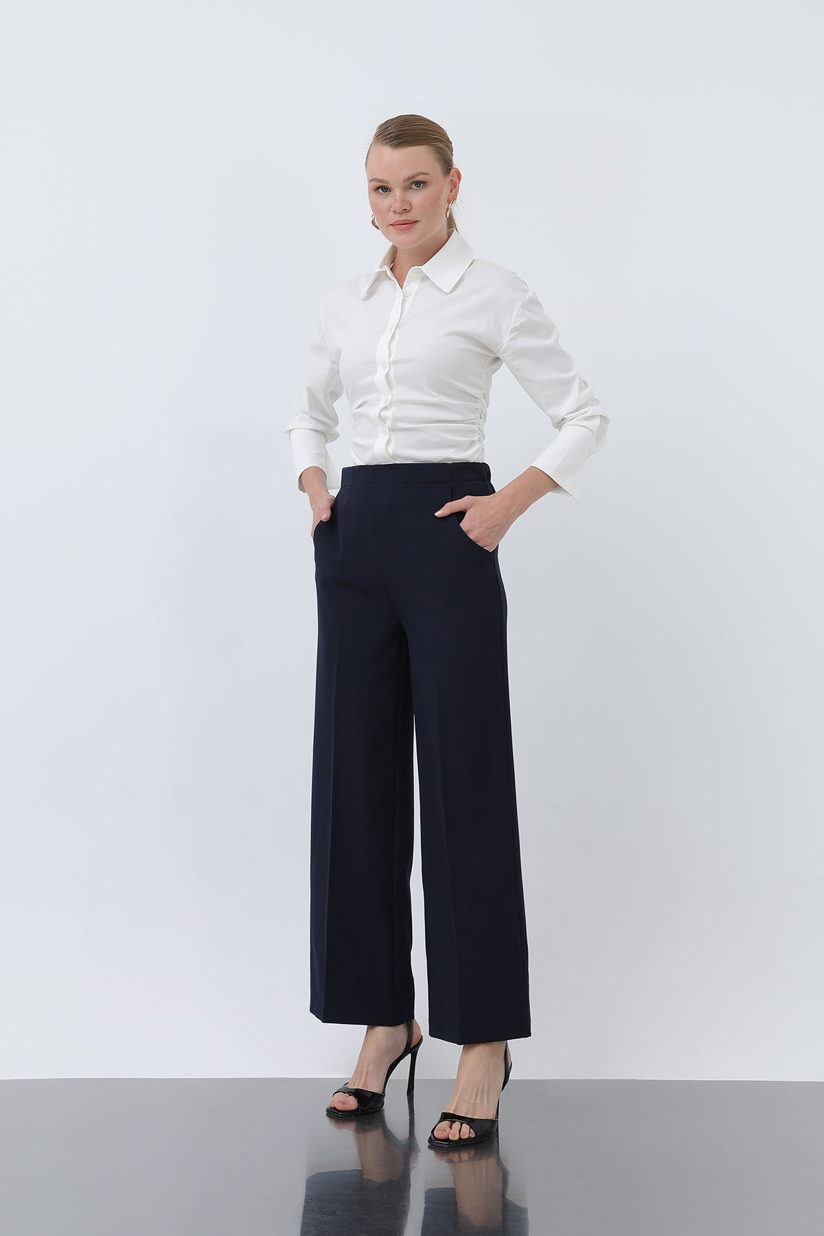 Kadın Düz Kesim Pantolon - 18243PNT - NAVY