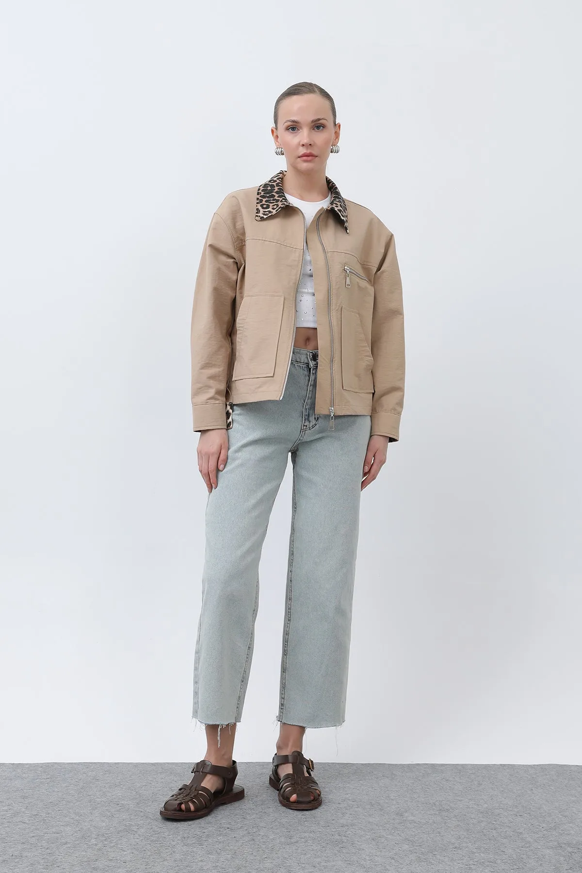 Kadın Garni Detaylı Kısa Ceket -32115CKT - CAMEL – Camel, LXL-SM