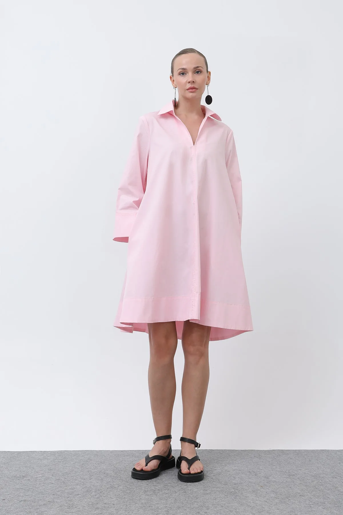 Kadın Poplin Mini Elbise -32274ELB - PINK – Pembe, S-L