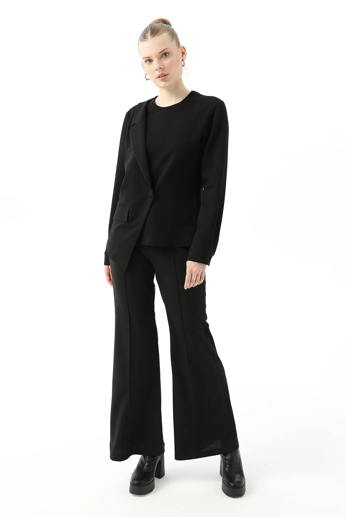 Kadın Ceket Detaylı Sweatshirt - 31441SWT - BLACK – Siyah, S-L