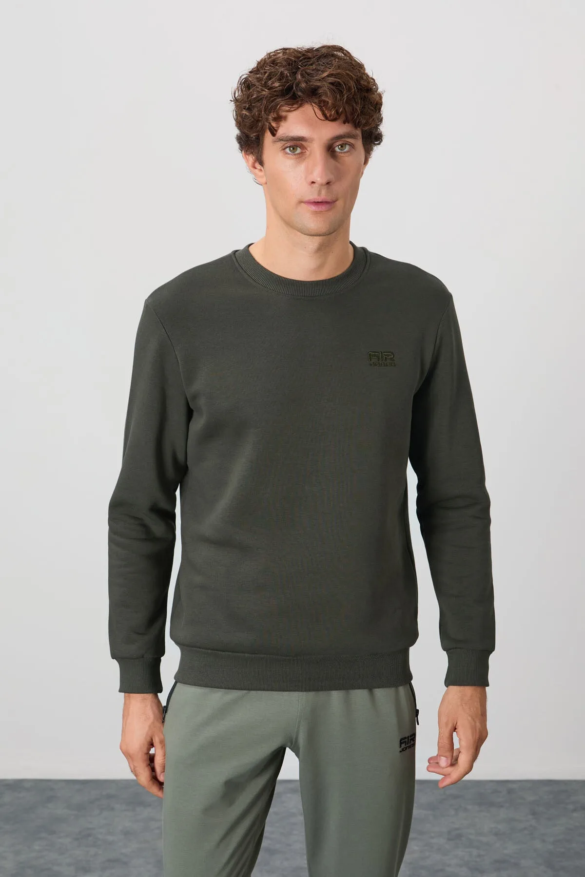 Omar Haki Şardonlu Erkek Sweatshirt - 88137 - Haki – Haki, S