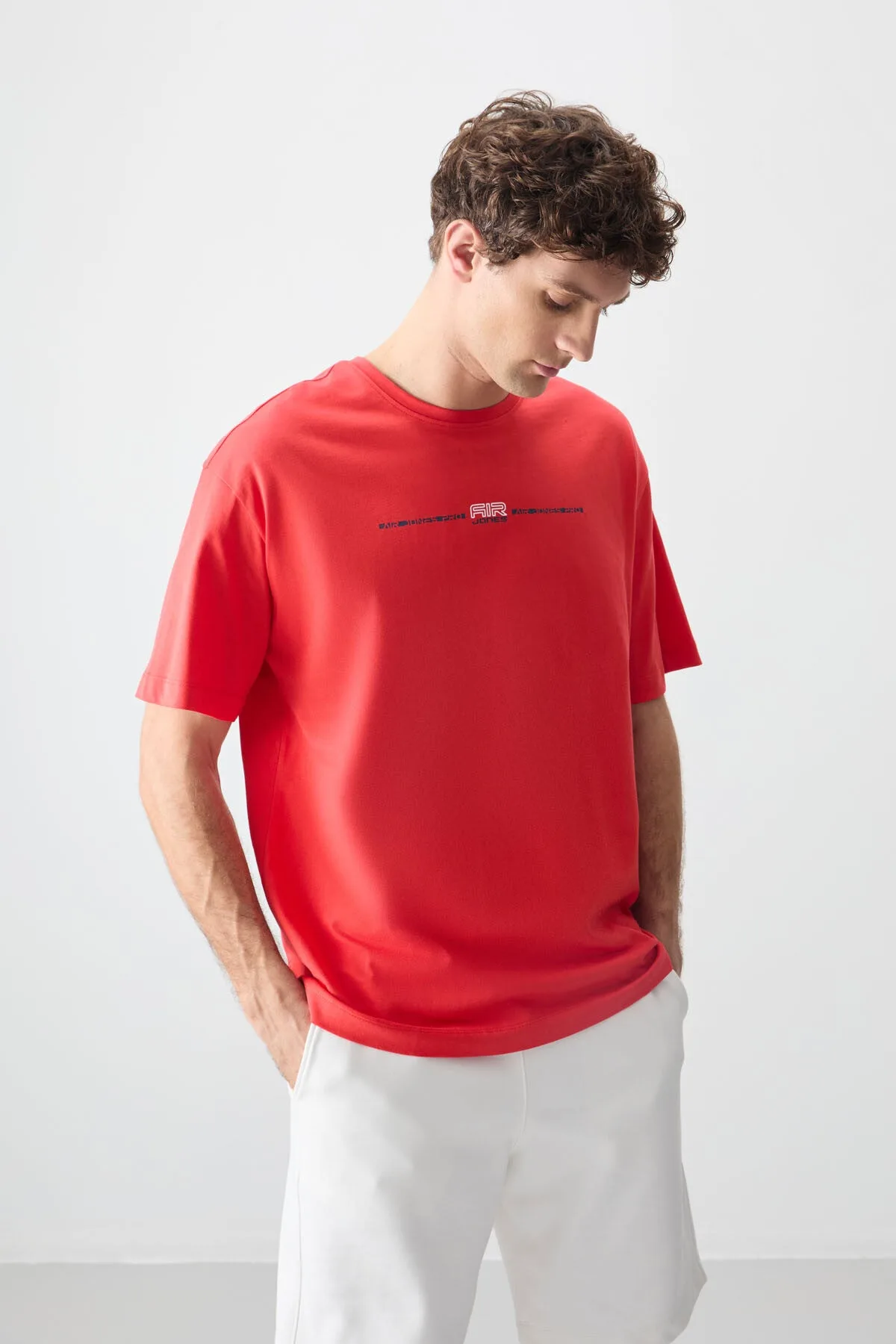 Fiesta %100 Pamuk Kalın Yumuşak Dokulu Oversize Fit Baskılı Erkek T-Shirt - 88357 - Fiesta – Fiesta, S