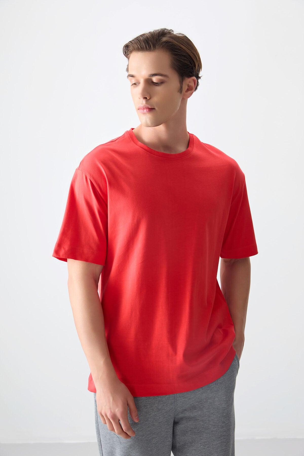 Fiesta %100 Pamuk Kalın Yumuşak Dokulu Oversize Fit Basic Erkek T-Shirt - 88353 - Fiesta – Fiesta, S