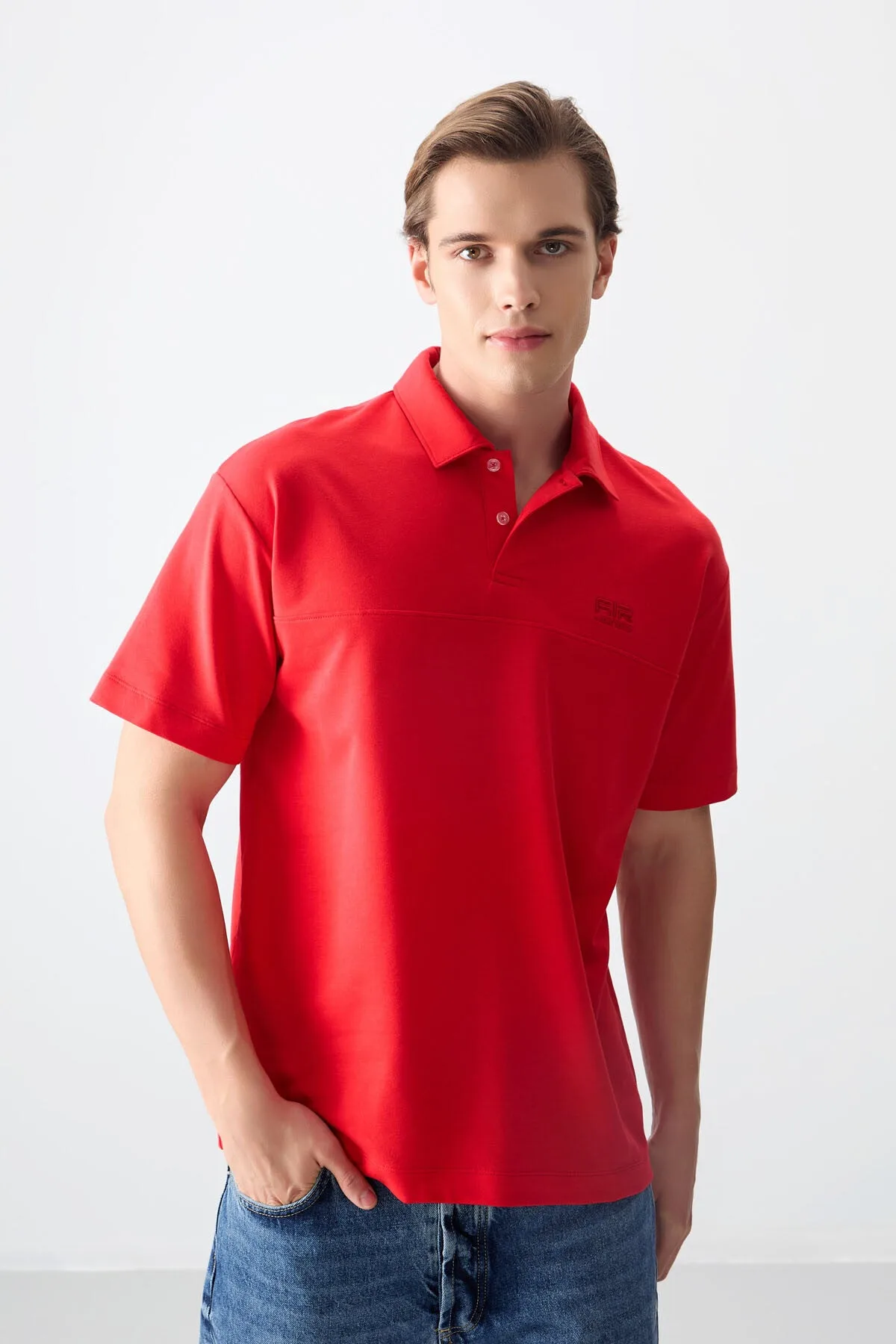 Fiesta Pamuklu Kalın Yumuşak Dokulu Polo Yaka Oversize Fit Basic Erkek T- Shirt - 88382 - Fiesta – Fiesta, S