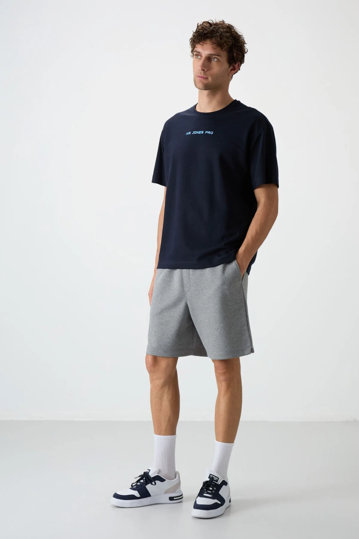 Gri Melanj Pamuklu Kalın Yumuşak Dokulu Comfort Fit Basic Erkek Şort - 81274 - Gb melanj – Gb Melanj, S