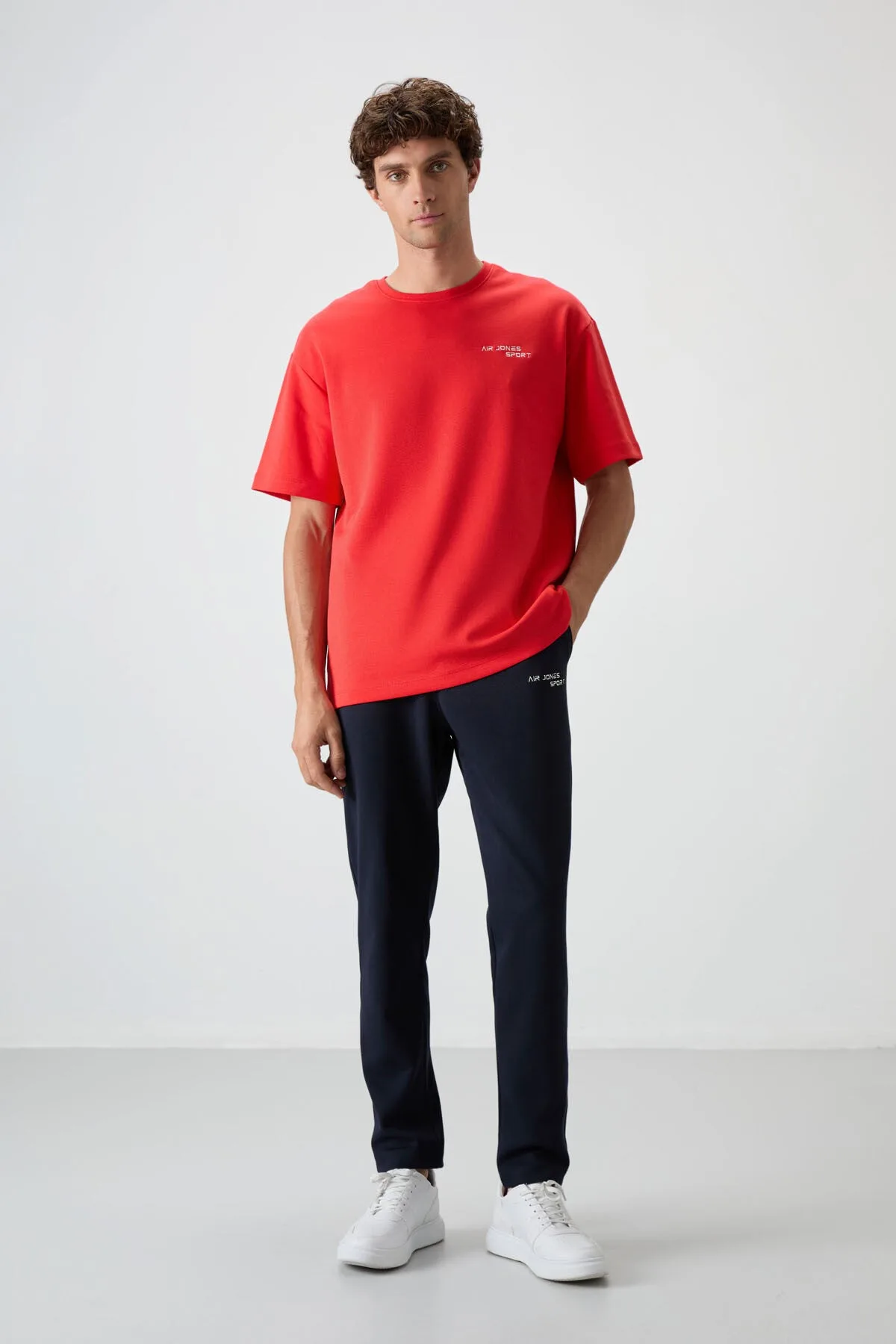 Fiesta - Lacivert Pamuklu Kalın Yumuşak Dokulu Oversize Fit Nakışlı Erkek Eşofman Takım - 85252 - Fiesta/lacivert – Fiesta, S