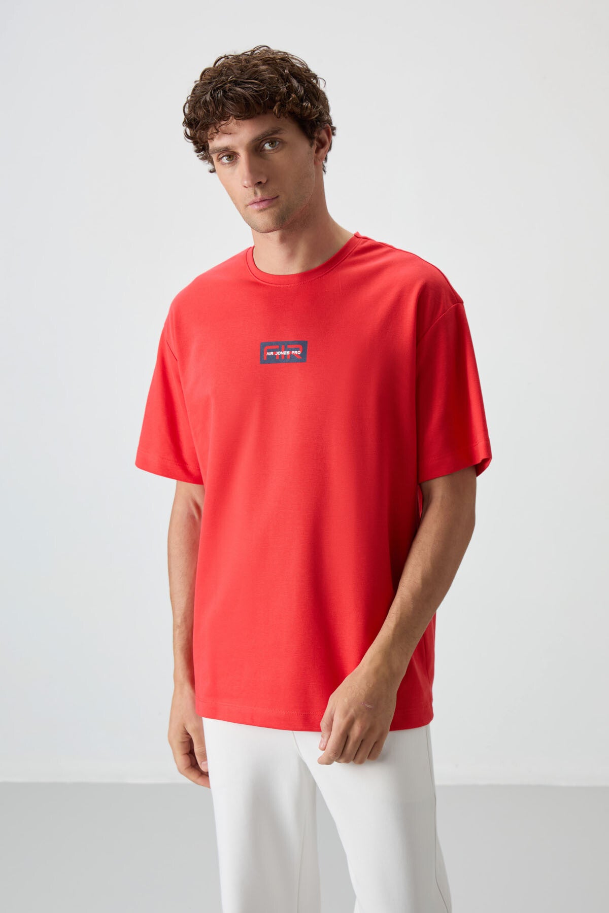 Fiesta Pamuklu Kalın Yüzeyi Dokulu Oversize Fit Baskılı Erkek T-Shirt - 88367 - Fiesta