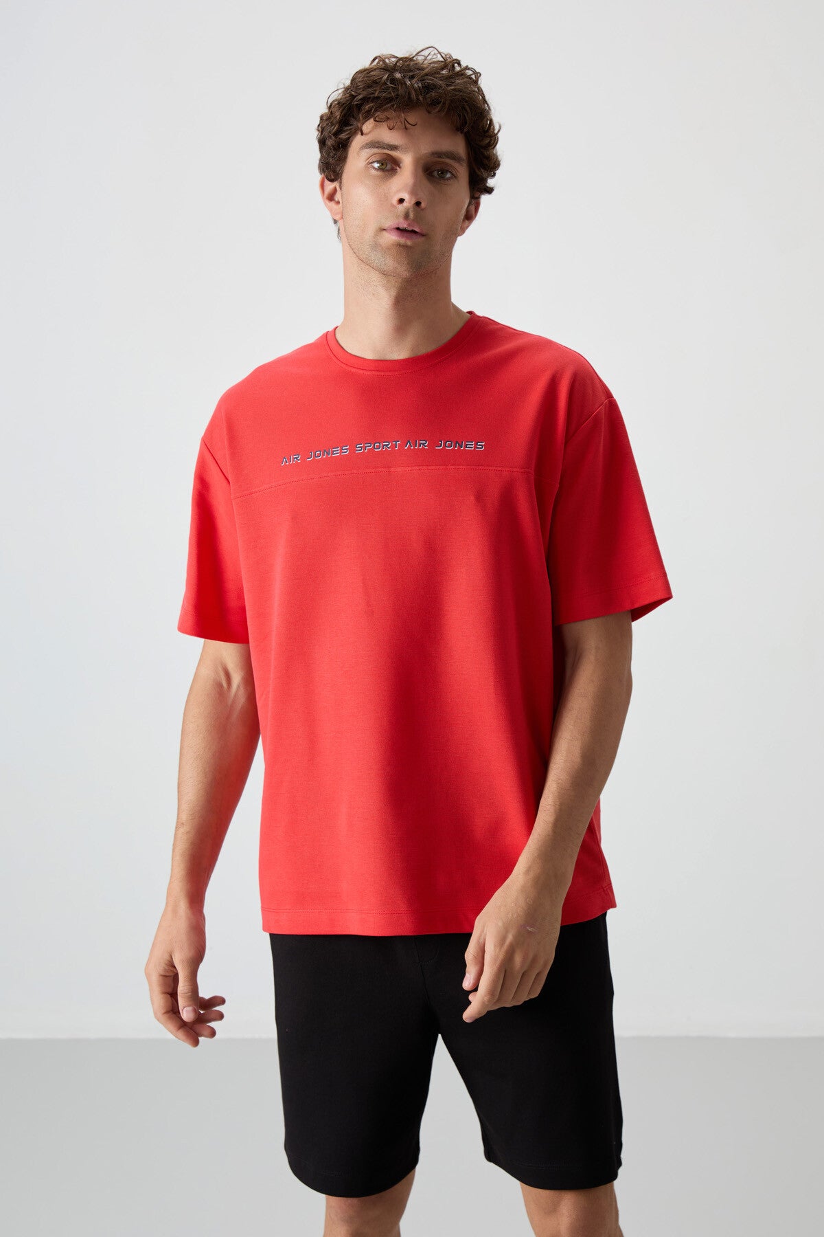 Fiesta Pamuklu Kalın Yüzeyi Dokulu Oversize Fit Baskılı Erkek T-Shirt - 88371 - Fiesta – Fiesta, S