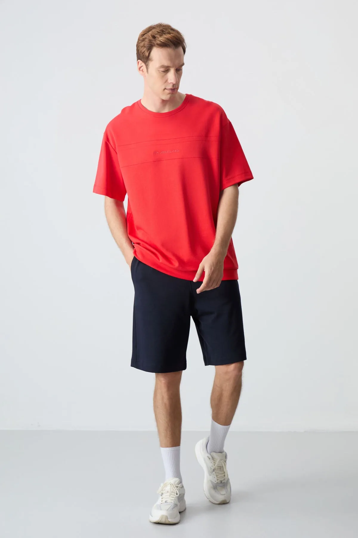 Fiesta Lacivert Pamuklu Kalın Yumuşak Dokulu Oversize Fit Basic Erkek Şort Takım - 85257 - Fiesta/lacivert – Fiesta, S