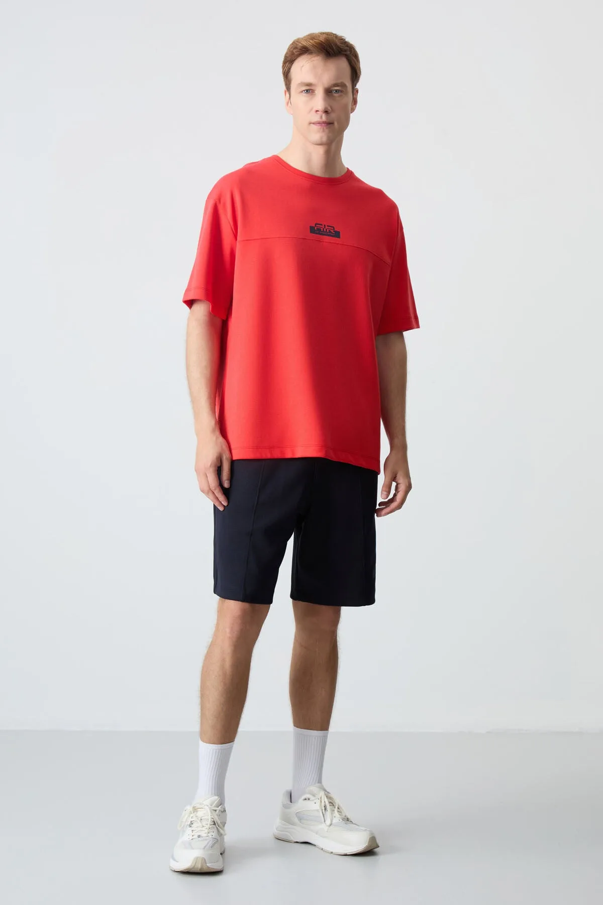 Fiesta - Lacivert Pamuklu Kalın Yumuşak Dokulu Oversize Fit Basic Erkek Şort Takım - 85259 - Fiesta/lacivert – Fiesta, S