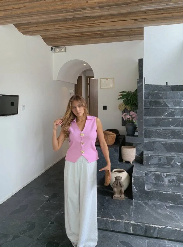 Düğme Detay Yelek 1562 - Pembe – Pembe, S-M