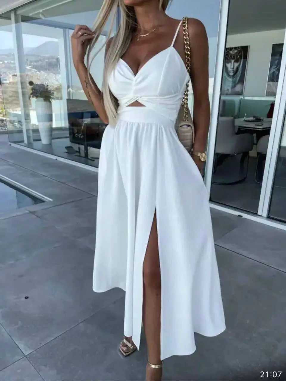 Askılı Elbise - Beyaz – Beyaz, S