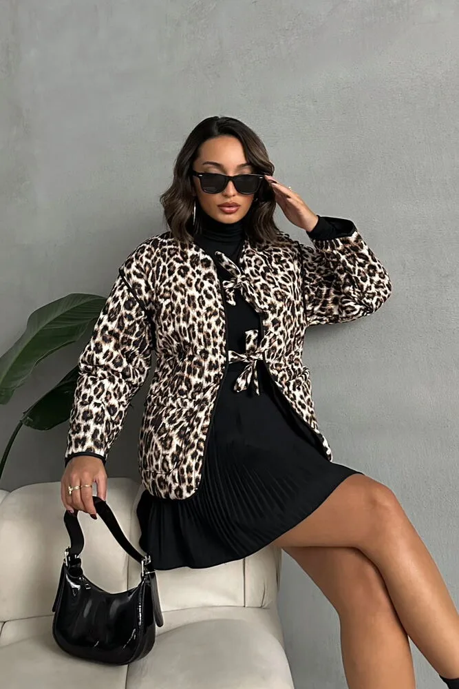 Kapitone Önden Bağlamalı Toptan Ceket - LEOPAR – Leopar, S