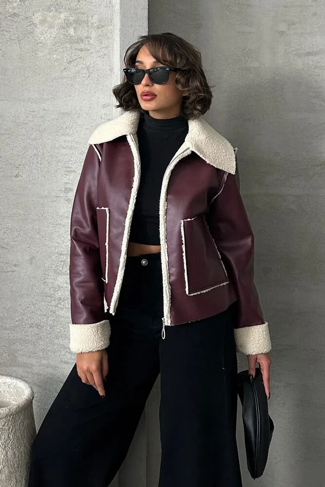 Fermerli Toptan Deri Mont - BORDO KREM – Bordo Krem, S