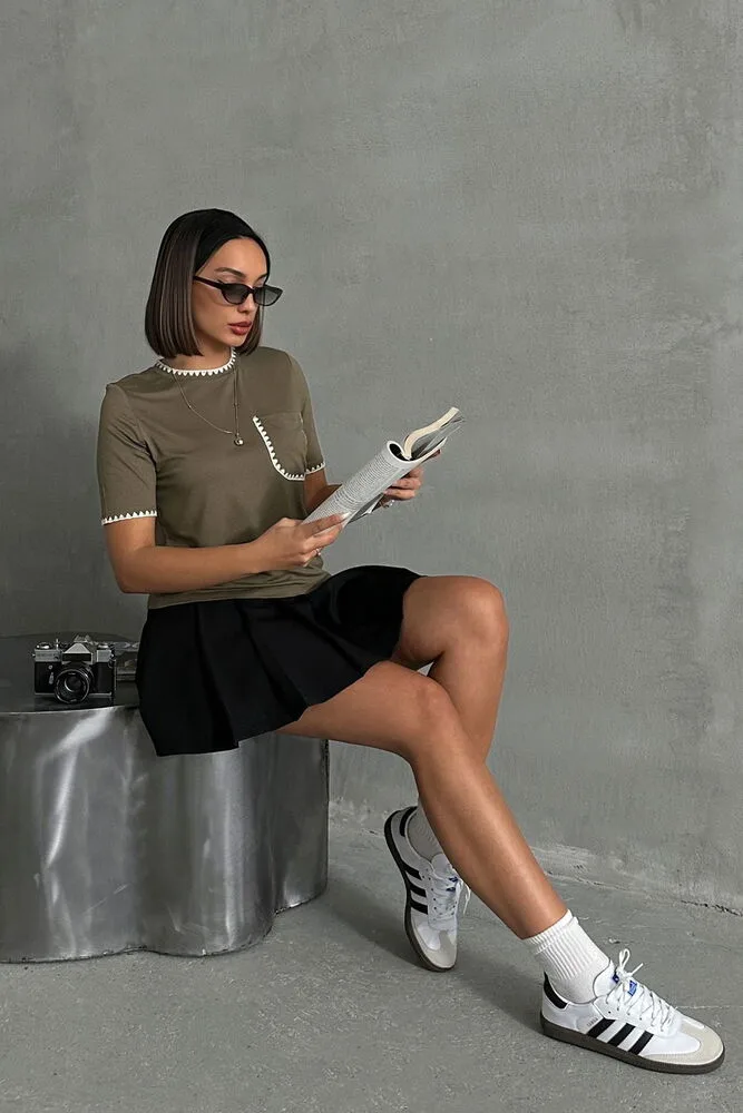Topshow Haki Çoban Dikişli Toptan T - HAKİ – Haki, S