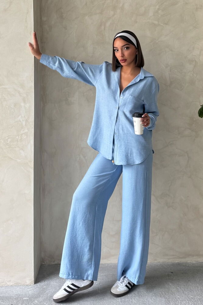 Topshow Mavi Keten Toptan Pantolon - MAVİ – Mavi, S
