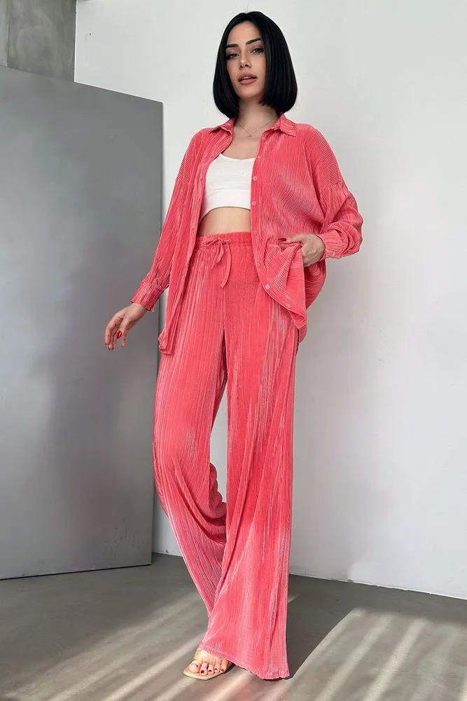 Topshow Fuşya Piliseli Toptan Pantolon - FUŞYA – Fuşya, S