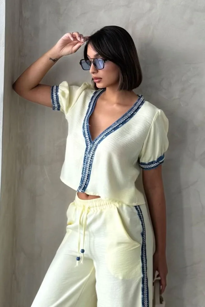 Kot Detaylı Ceket Sarı - SARI – Sarı, S
