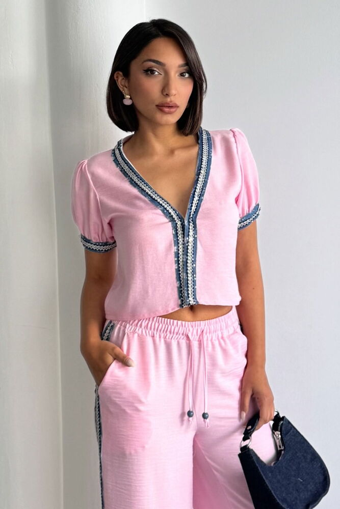 Kot Detaylı Ceket Pembe - PEMBE