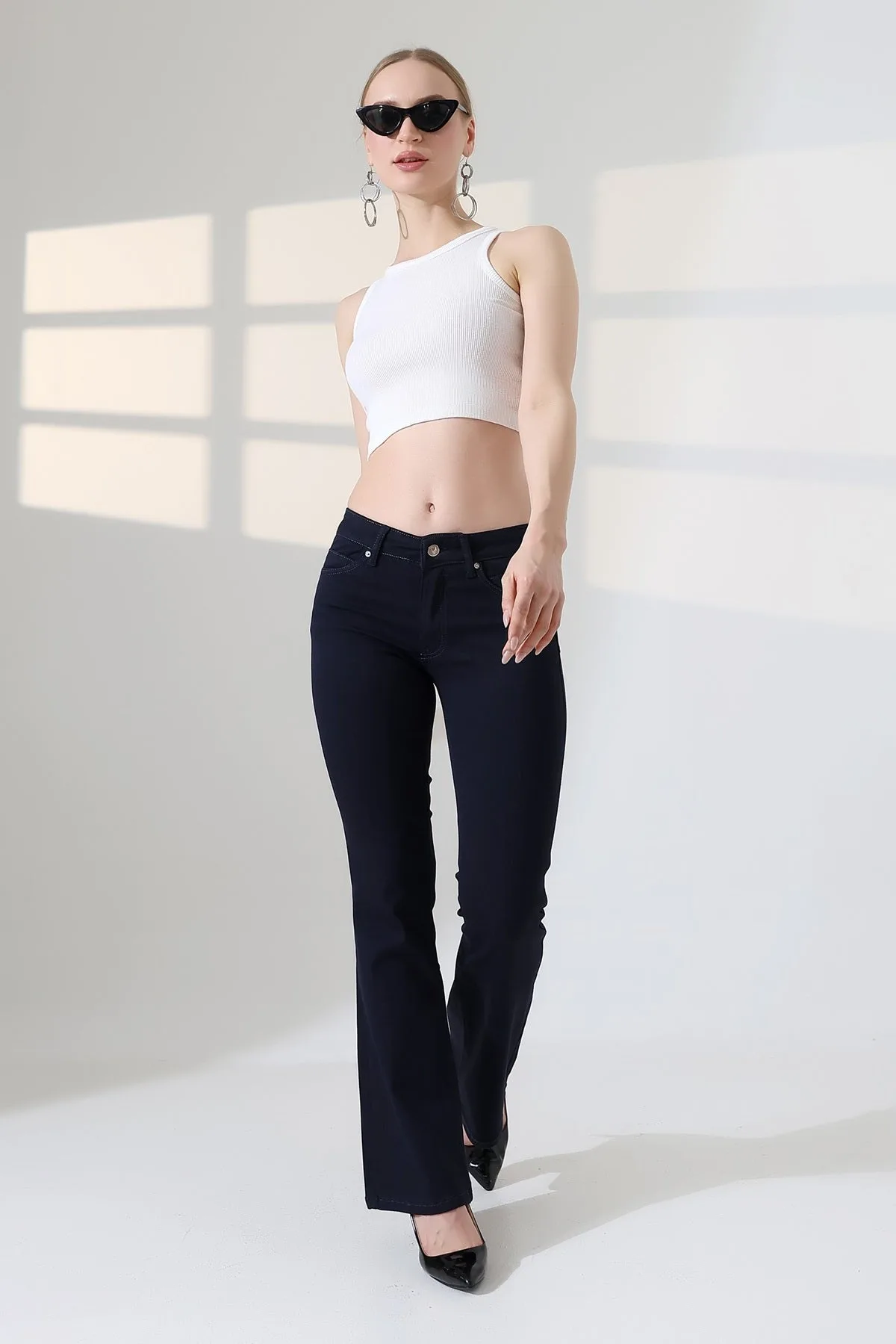 Push Up İspanyol Kot Pantolon 7108 - Koyu Lacivert – Koyu Lacivert, 27-32