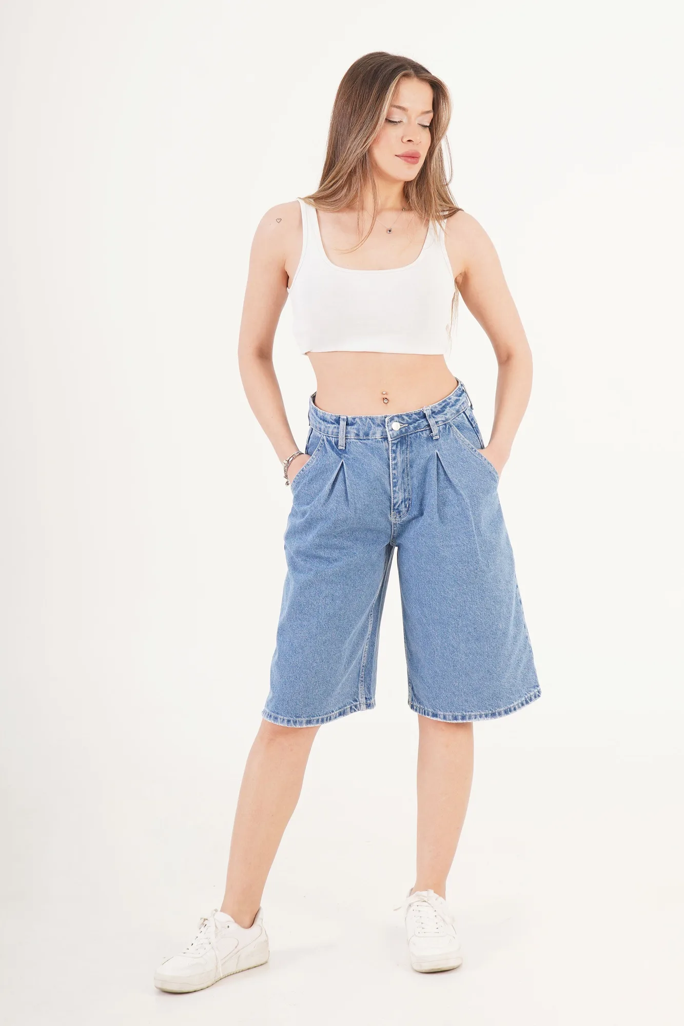 Yüksek Bel Kot Toptan Denim Jorts - Kot – Kot, S