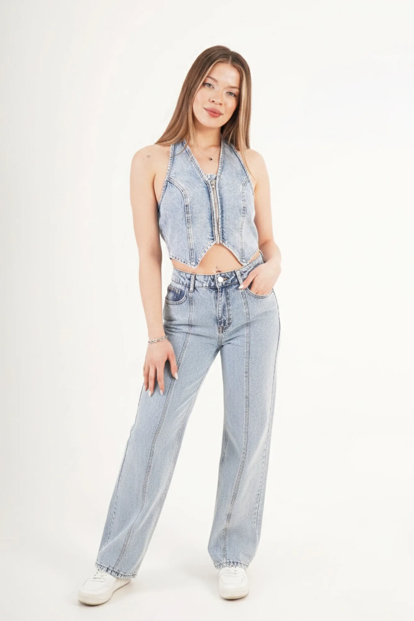 Denim Urban Retro Kot Yelek Jean Toptan Takım - Kot – Kot, S