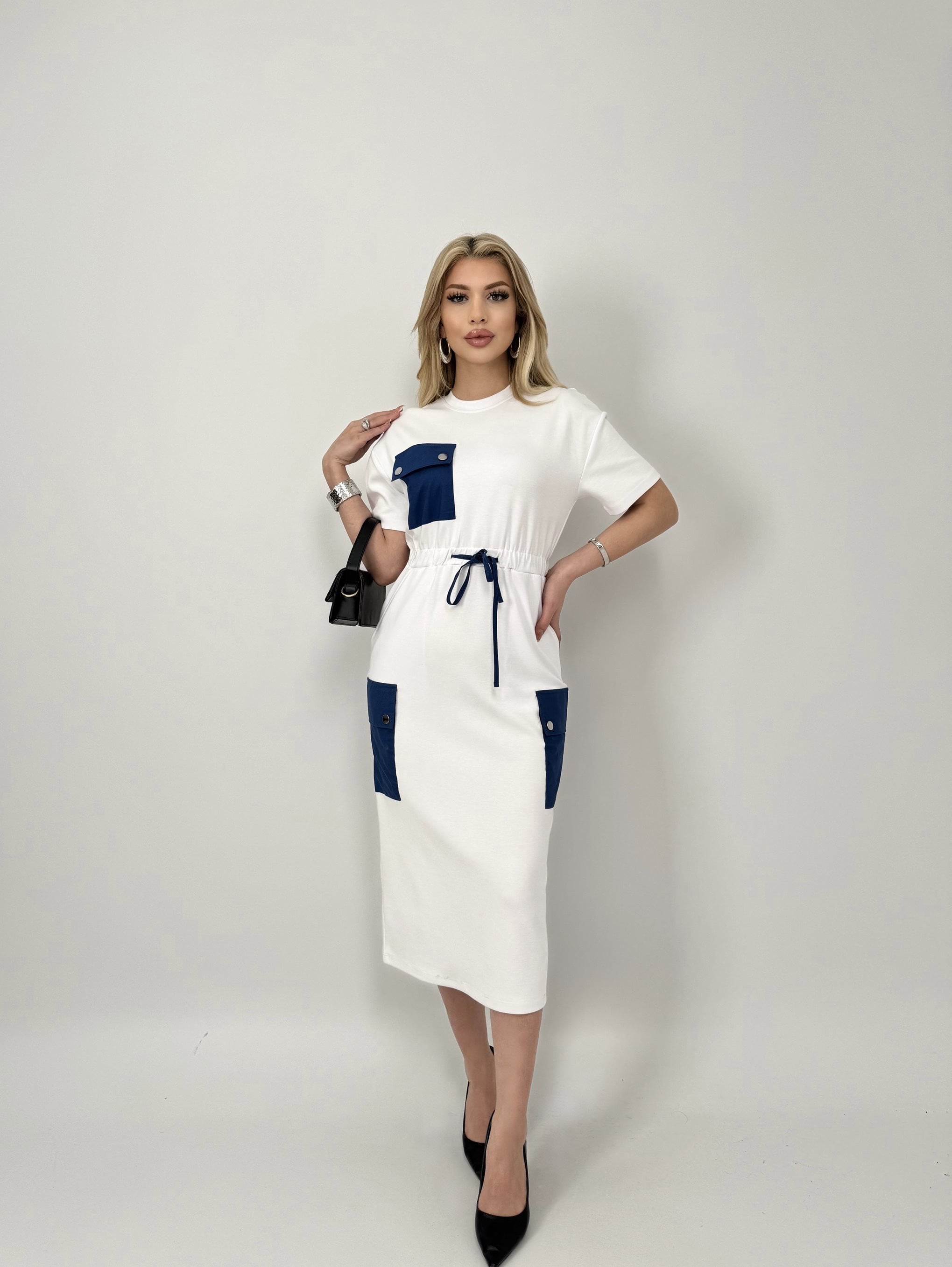 3006 BELDEN LASTİKLİ ELBİSE - BLACK - SİYAH