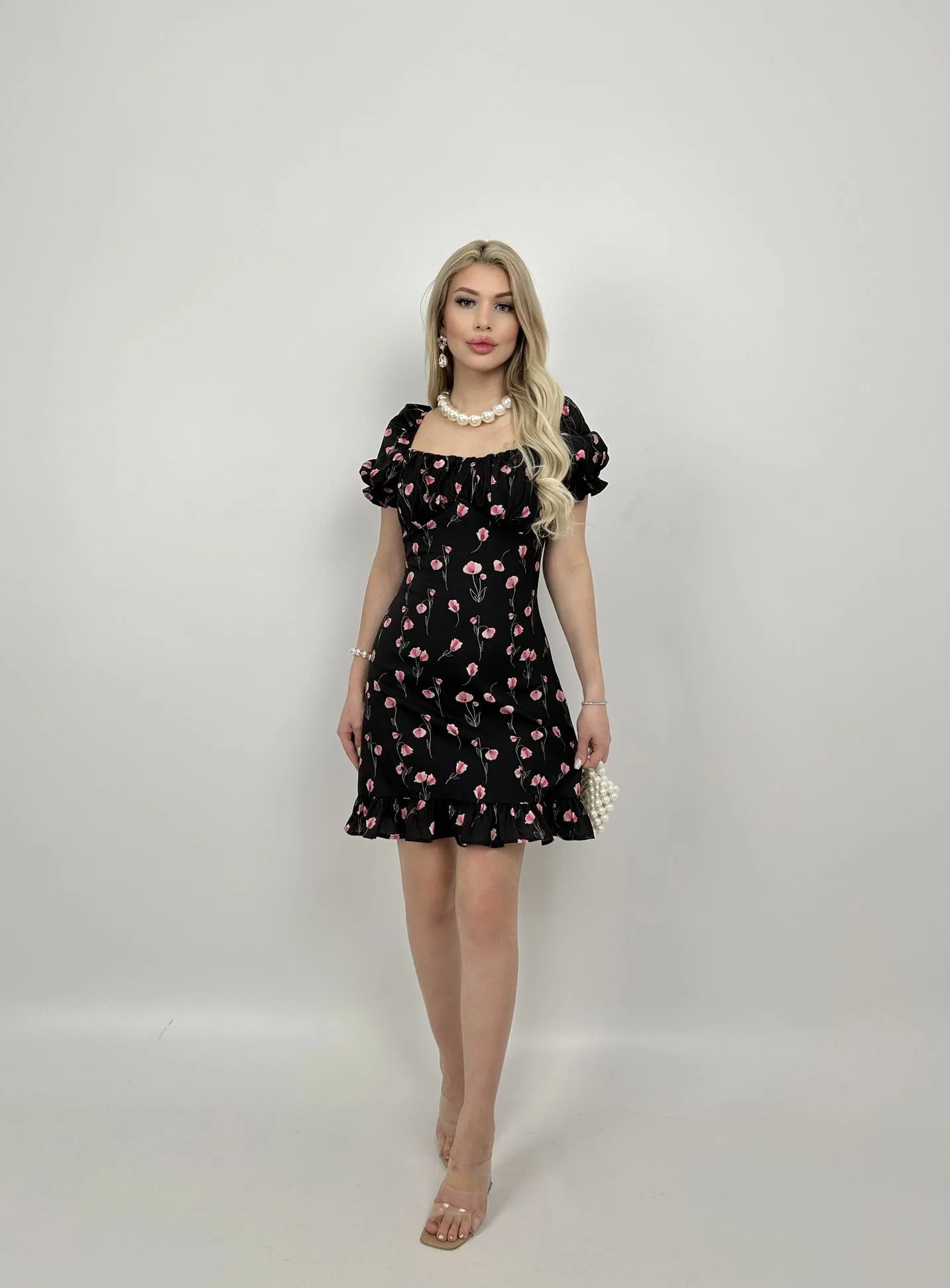 3015 ELBİSE - BLACK - SİYAH – Siyah, S