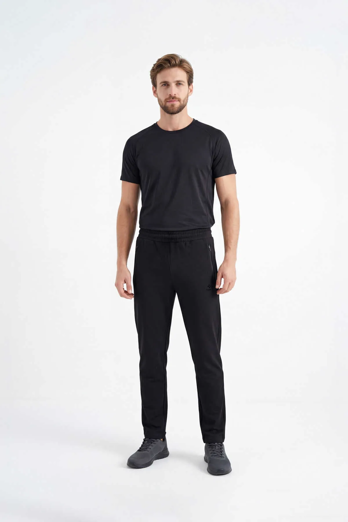 Tommylife Toptan Siyah Basic Fermuar Cepli Klasik Paça Büyük Beden Erkek Eşofman Alt - 84508 - SİYAH – Siyah, 46