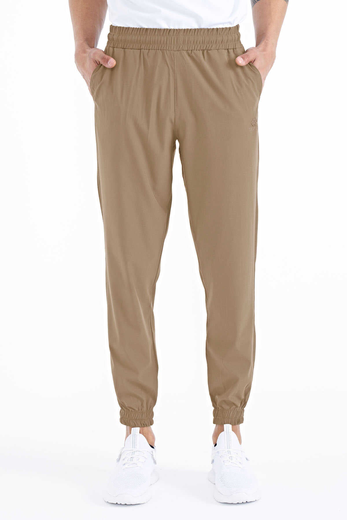 Tommylife Toptan Bej Erkek Basic Cepli Bağcıklı Rahat Form Lastik Paça Eşofman Altı - 84826 - Bej