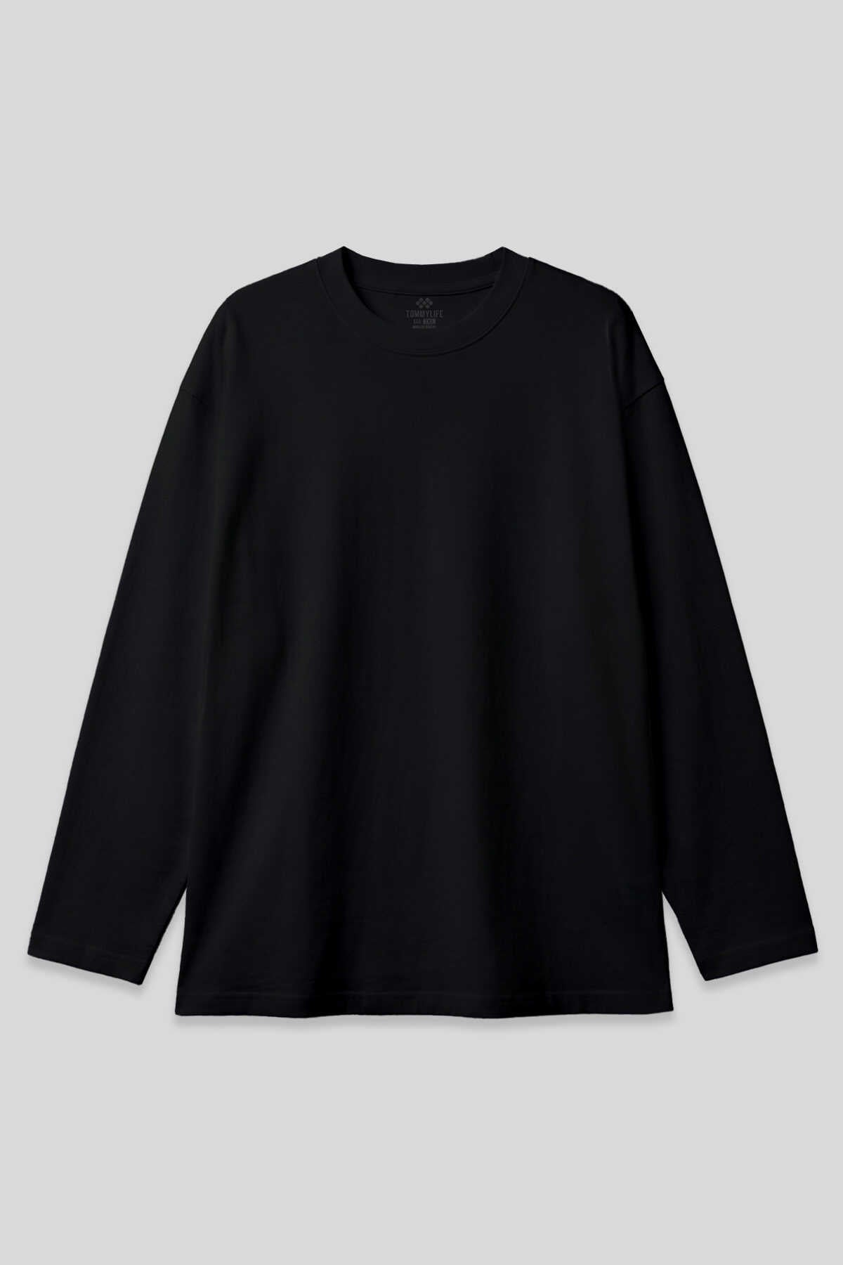 Tommylife Toptan Siyah Basic O Yaka Erkek Sweatshirt - 88107 - SİYAH